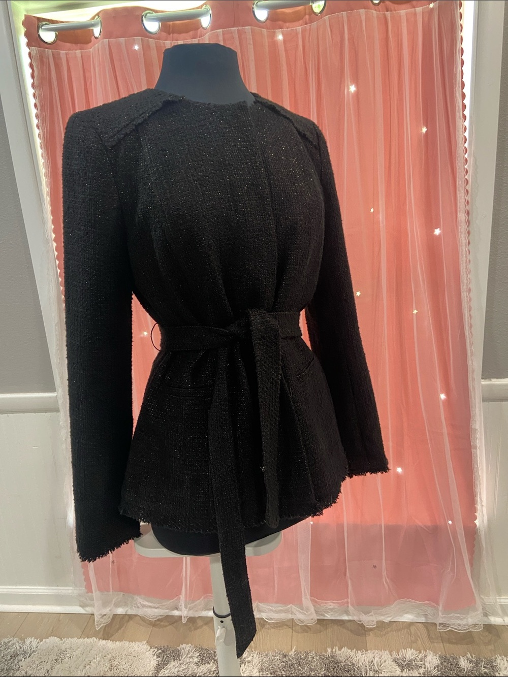 Banana Republic Black Textured Belted Blazer size 10
